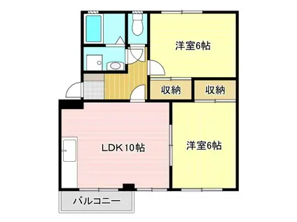 エレガンスヤダ(2LDK/3階)の間取り写真