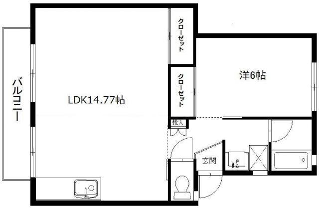 エスポワールI(1LDK/2階)の間取り写真