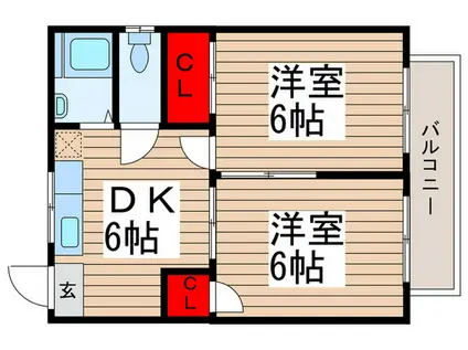 コーポヤブサキ(2DK/2階)の間取り写真