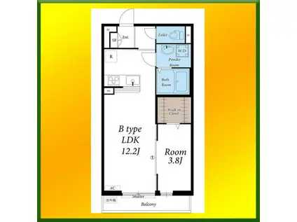 リブリ・クリークウエスト(1LDK/3階)の間取り写真
