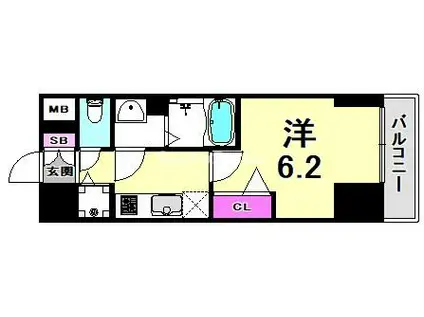 プレサンスKOBEシフォン(1K/13階)の間取り写真