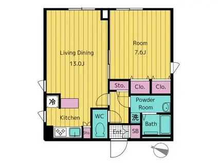 レガシア南麻布(1LDK/4階)の間取り写真