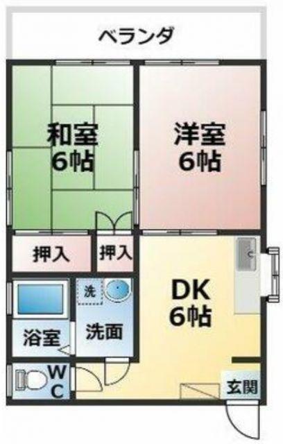 コーポ春(2DK/1階)の間取り写真