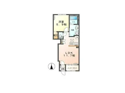 ルーチェII(1LDK/1階)の間取り写真