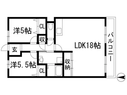阪急宝塚線 清荒神駅 徒歩9分 5階建 築29年(2LDK/5階)の間取り写真