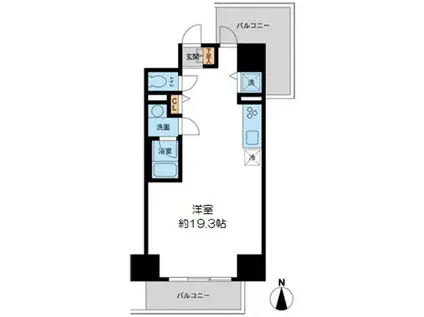 ウィルテラス千葉中央(ワンルーム/14階)の間取り写真