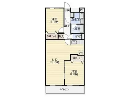 エヴァーグリーン(2LDK/2階)の間取り写真