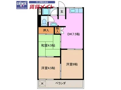 グリーンコーポ小林 A棟(3DK/2階)の間取り写真