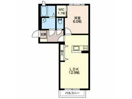 ルガル デ アンナ(1LDK/2階)の間取り写真