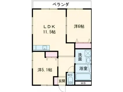 ピースI205(2LDK/2階)の間取り写真
