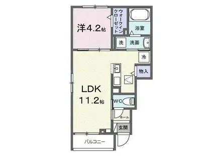 ヒカルサ藤枝茶町I(1LDK/1階)の間取り写真