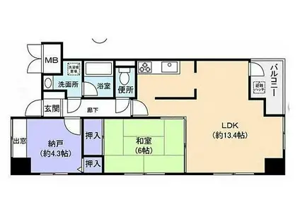 ソレイユ光町(2LDK/3階)の間取り写真