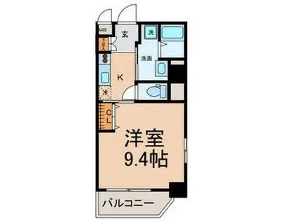 ピースプレイス牛巻(1K/9階)の間取り写真