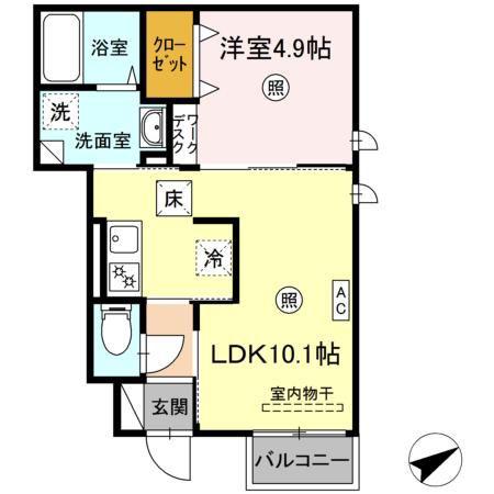 シュクル(1LDK/1階)の間取り写真