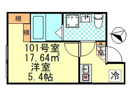 CK四ツ木(1K/1階)の間取り写真