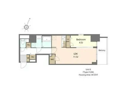 S-RESIDENCE阿波座BOUNCY(1LDK/5階)の間取り写真