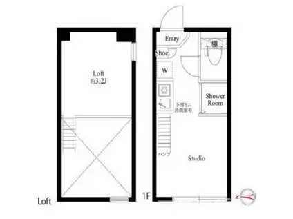 スフレS(ワンルーム/1階)の間取り写真