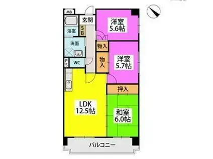 堀第2ビル(3LDK/4階)の間取り写真