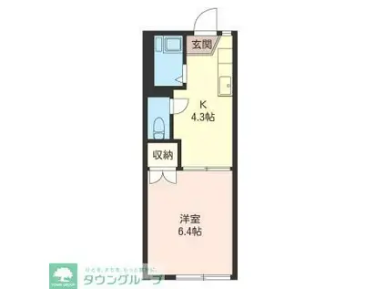 メゾンドール国立(1K/2階)の間取り写真