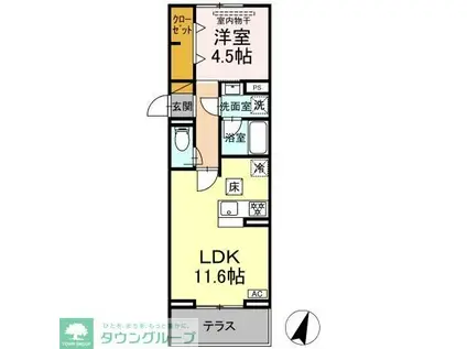 リシェスみのり台 A棟(1LDK/1階)の間取り写真