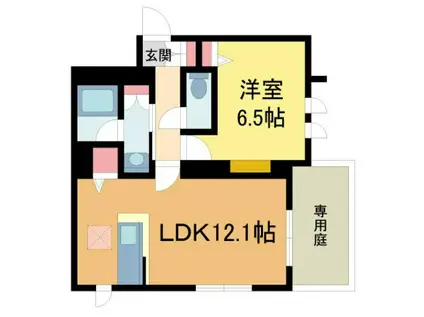 PUREGARDENS夙川(1LDK/1階)の間取り写真