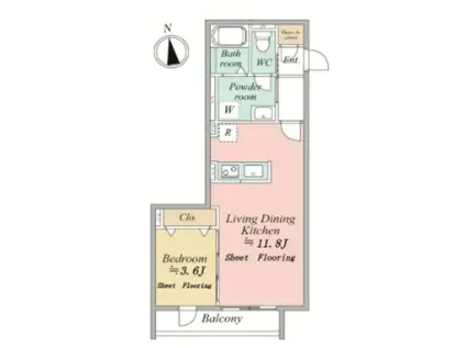 MOCXION KYODO(1LDK/1階)の間取り写真