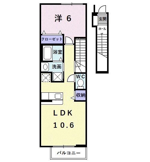 サニープレイス(1LDK/2階)の間取り写真