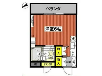 コオポスアペアI(ワンルーム/2階)の間取り写真