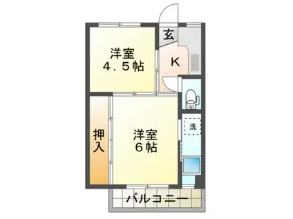 ビレッジハウス新井田(2K/4階)の間取り写真