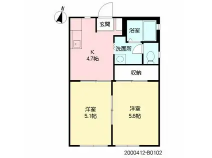 ラ・ヴィYO(2K/1階)の間取り写真