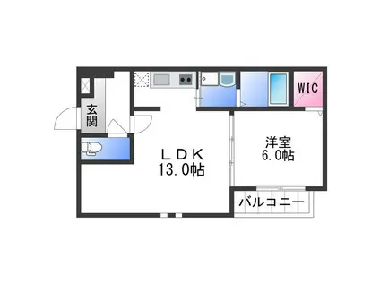 フジパレス市駅東イースト(1LDK/1階)の間取り写真