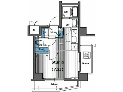 ガラ・グランディ西新宿(1K/4階)の間取り写真