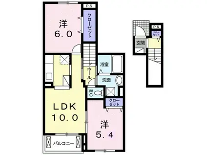 コート・ダジュールA(2LDK/2階)の間取り写真