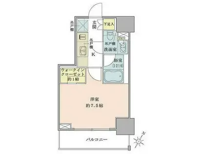 ザ・パークワンズ品川戸越(1K/12階)の間取り写真