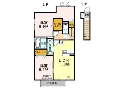 ミラ モンテII(2LDK/2階)の間取り写真