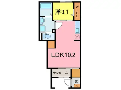 ヒカルサ刈谷東境町(1LDK/1階)の間取り写真