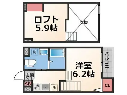 ケイティハイツIII(1K/2階)の間取り写真