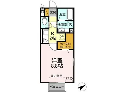 クロシェットエトソレイユ CLOCHETT ET SOLEIL(1K/2階)の間取り写真