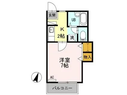 リバーハイツK(1K/1階)の間取り写真