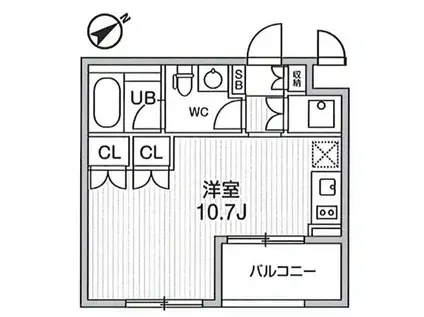 大田西馬込レジデンス(ワンルーム/2階)の間取り写真
