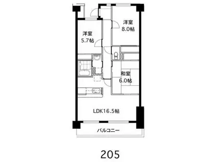 ミウパラスト(3LDK/2階)の間取り写真