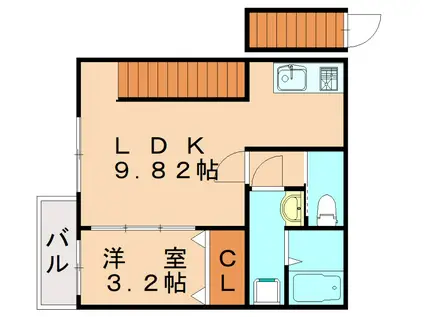 コンフォートプレイス小倉(1LDK/2階)の間取り写真