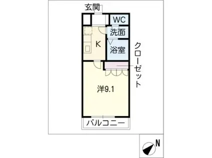 グリーンヒルズ・ハイツ桶狭間(1K/1階)の間取り写真