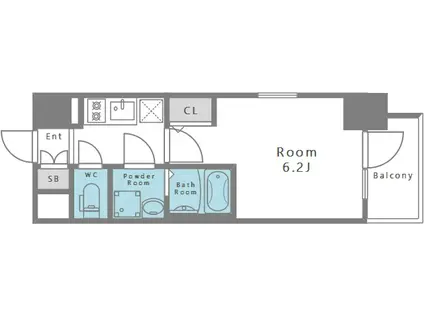 エスリード弁天町クレール(1K/4階)の間取り写真