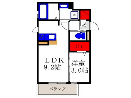 クレアージュ玉井(1LDK/1階)の間取り写真