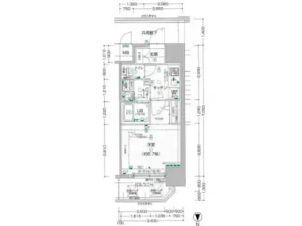 エスプレイス大阪城サウス(1K/8階)の間取り写真