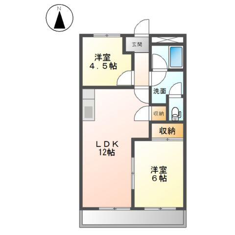 エクセレンスリブ(2LDK/2階)の間取り写真