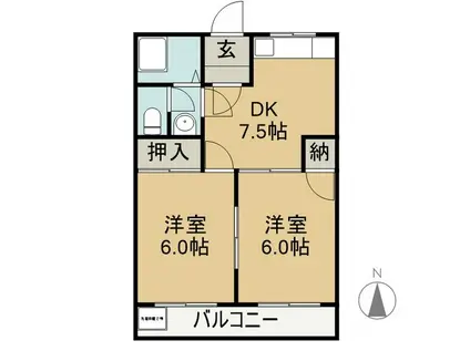 プレシャスビル(2DK/2階)の間取り写真