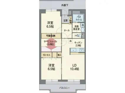 ガーデンヒルズアザレア(2SLDK/6階)の間取り写真