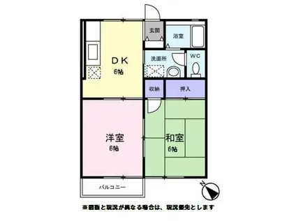 リビエールA棟(2DK/1階)の間取り写真